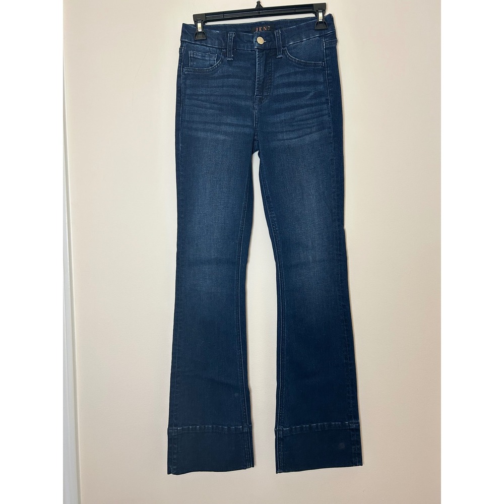 JEN7 Slim‎ Bootcut Dark Wash High Rise Cuff Jeans Women Size 0